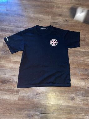 Chrome Hearts Black Tee with Pink and Orange Floral Cross